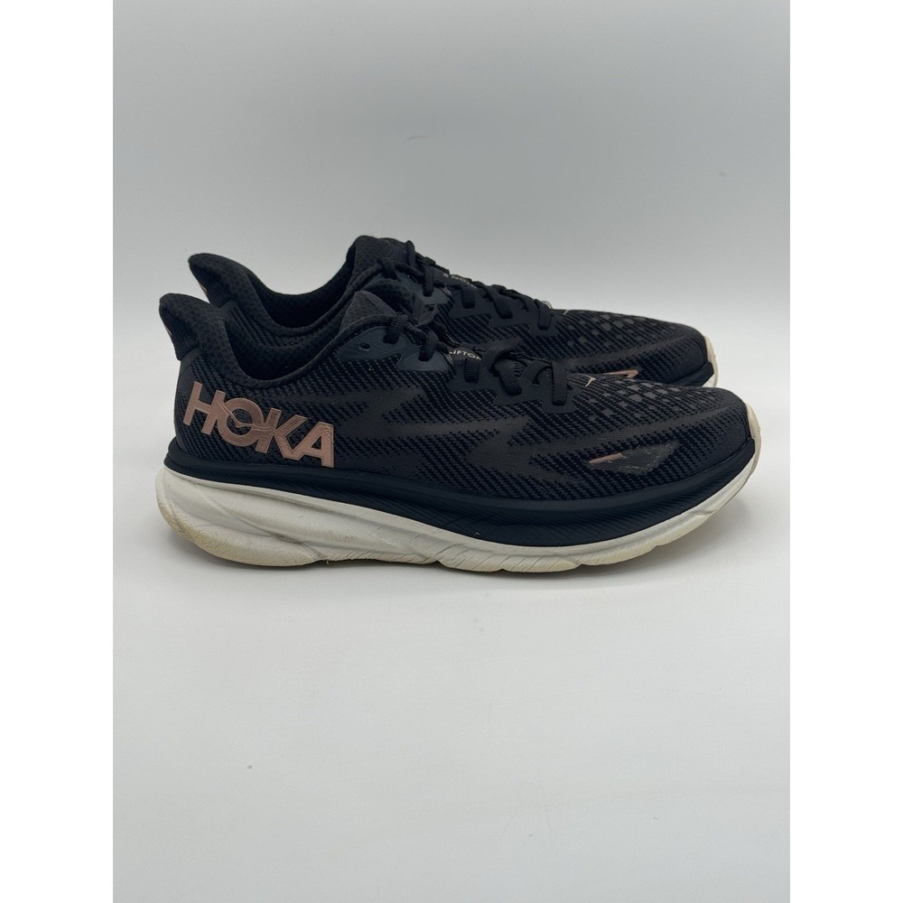 HOKA Clifton 9 Women's Running Shoes Black/Rose Gold 1127896 BRGL Size 10B